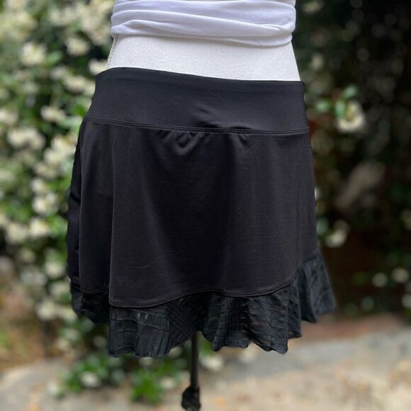 FILA TIERED BLACK SKORT TENNIS SKIRT LARGE - Picture 4 of 13